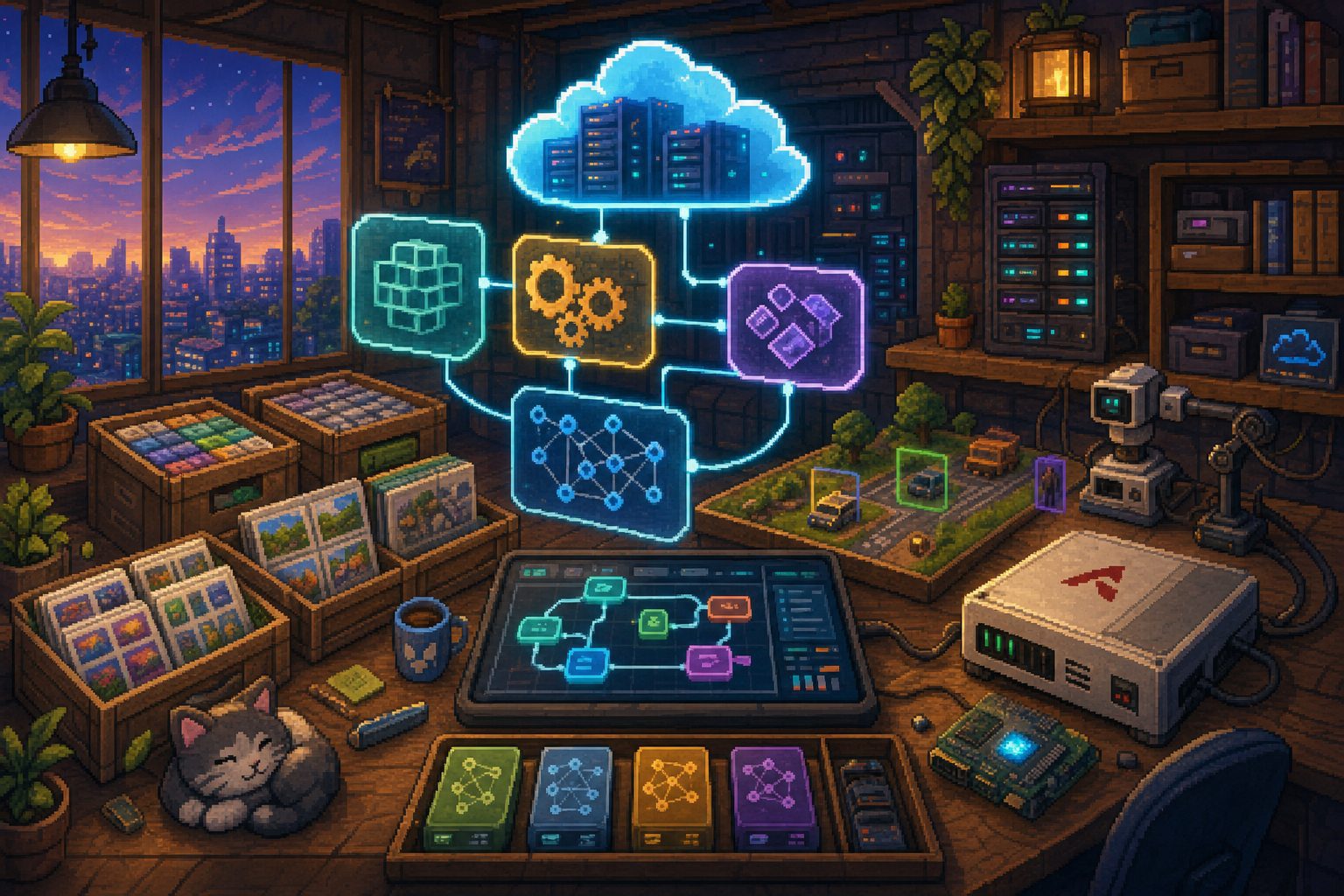 Pixel art cloud vision engineering platform cover.